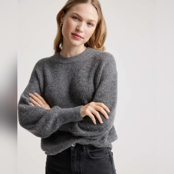 NEW Quince Baby Alpaca Wool Crew Charcoal Sz S - Picture 5 of 11